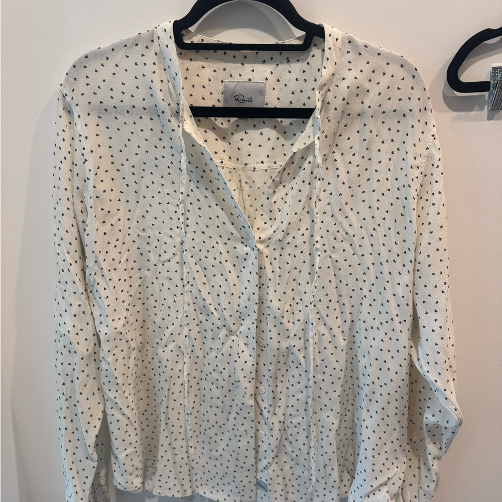 Rails Heart Polka Dot Women's Tie Front Blouse